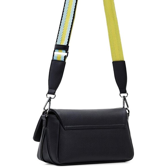 PU Leather Crossbody Bag Women's Black Mickey Mouse Art Compact Organizer - Picture 3 of 4